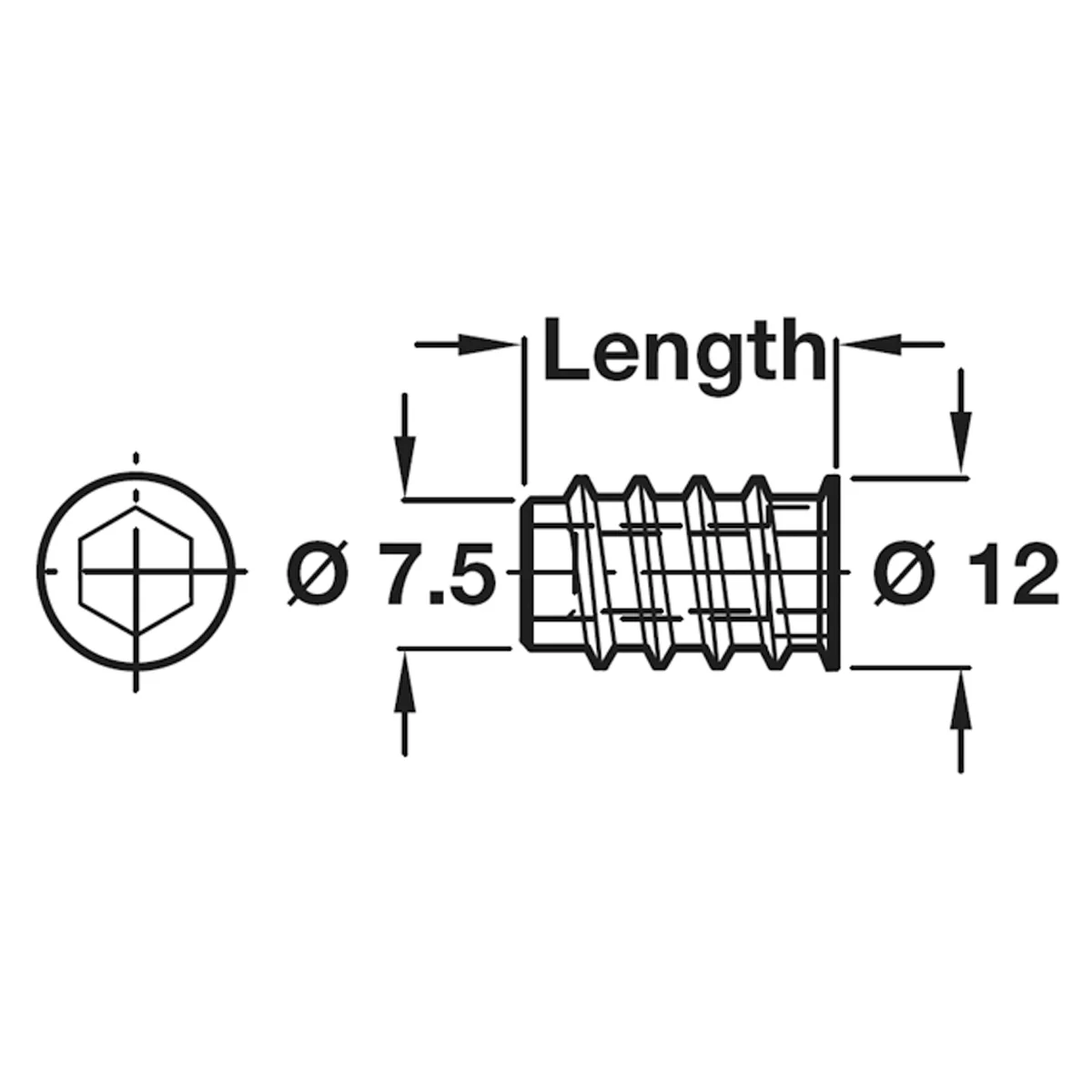 SCREW-IN SLEEVE SW06 D12x15 ZP x100 - Image 2