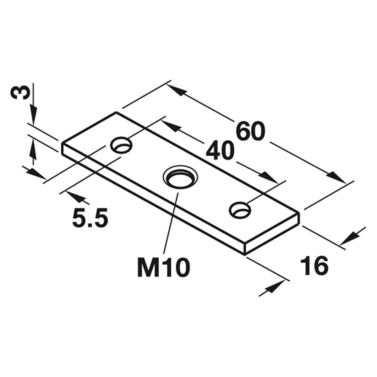 SCREW ON PLATE M8 60x16 ST/GALV - Image 2