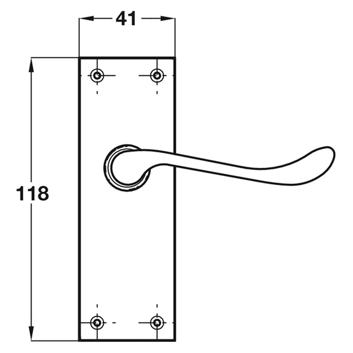SCROLL LEVER HANDLE+PL 118x41 LATCH SNP - Image 2
