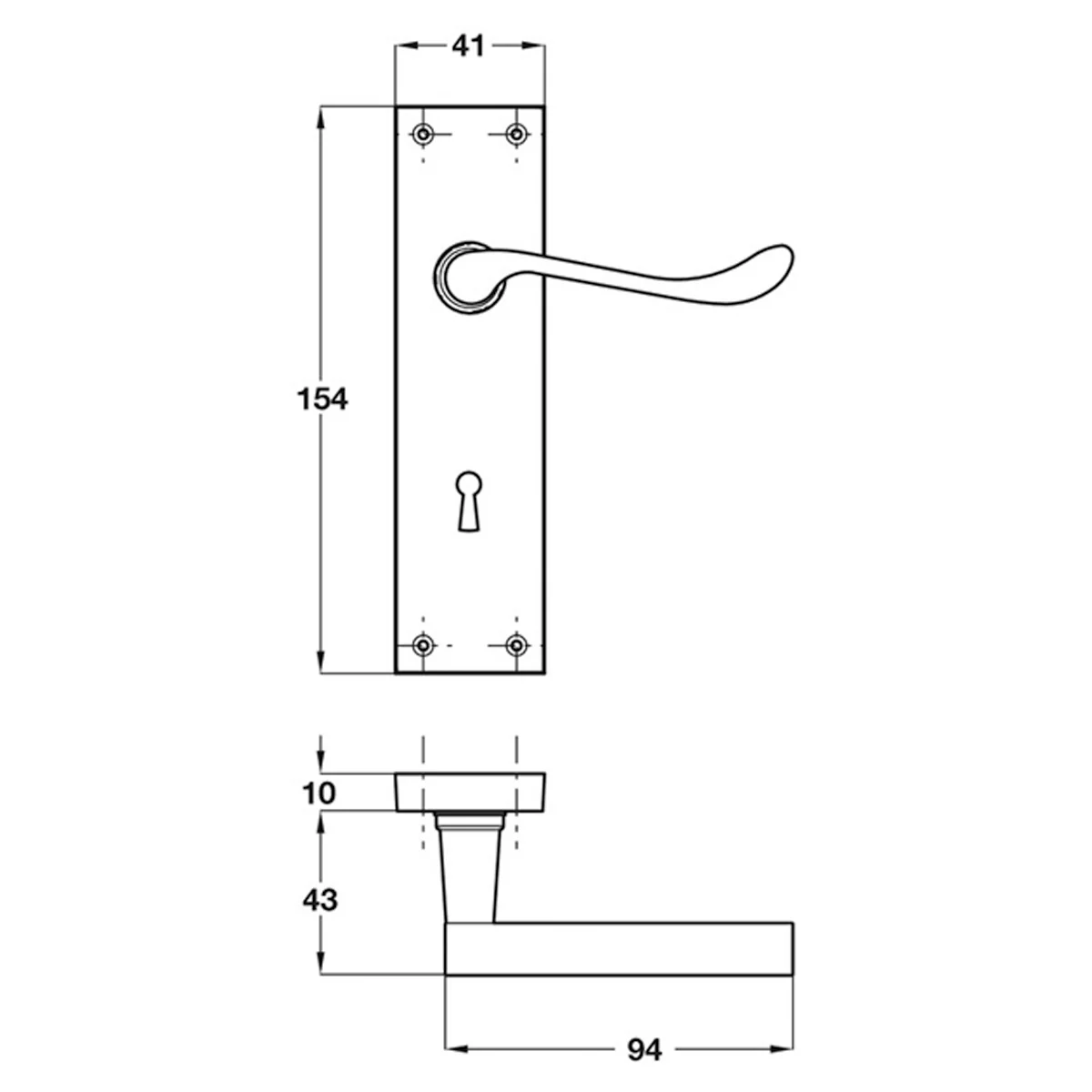 SCROLL LEVER HANDLE+PL 154x41 BATH SNP - Image 2