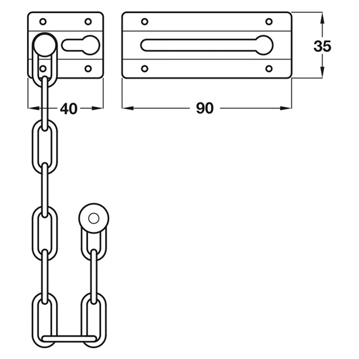 SECURITY DOOR SLIDE CHAIN ST/PBR - Image 2