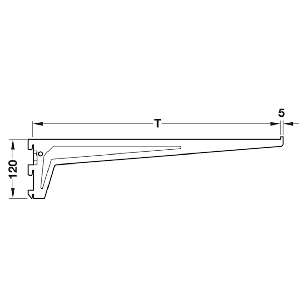 SHELF BRACKET 3HOOK 120x500 WHI - Image 2