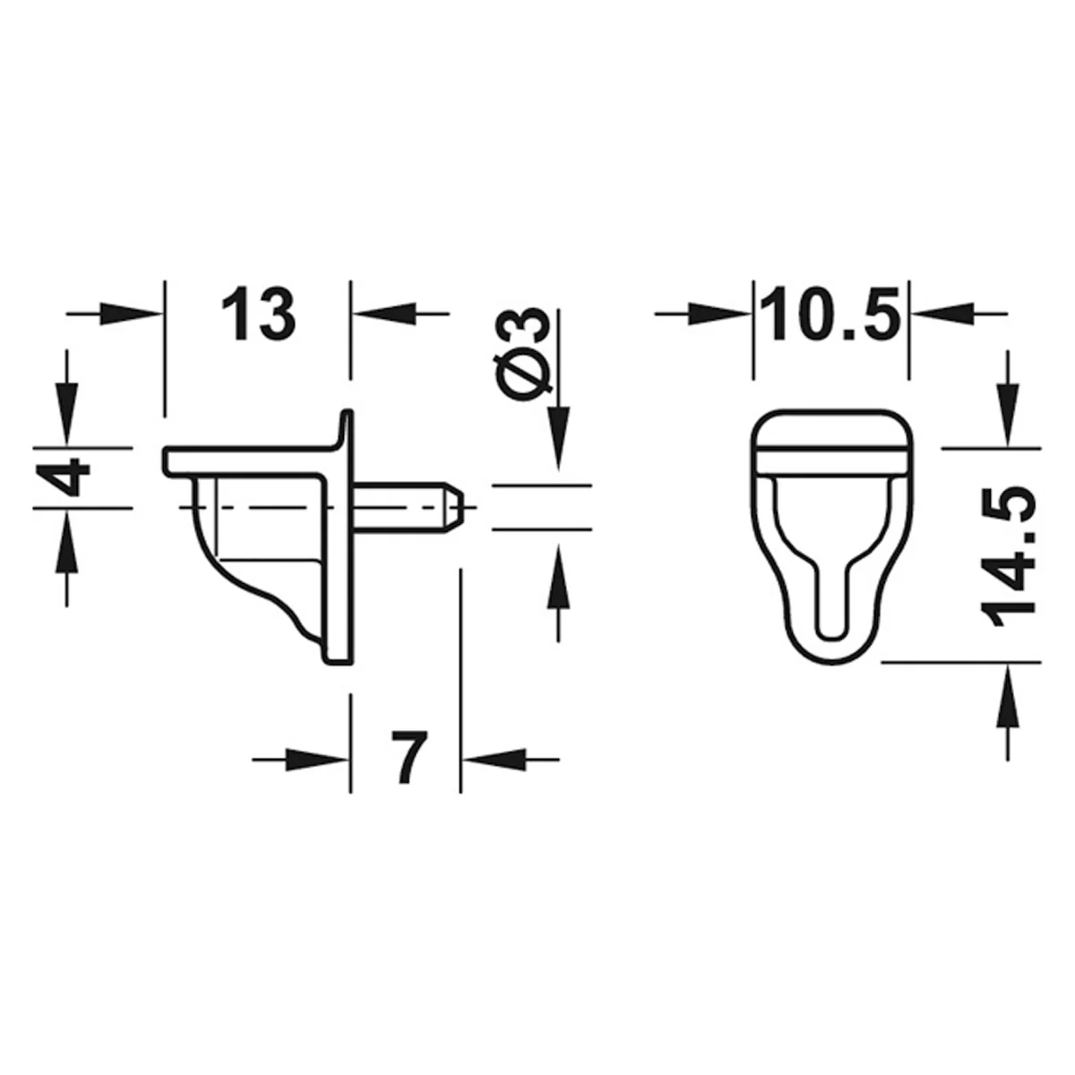 SHELF SUPPORT PLUG 60KG 11x16.5 BX100 - Image 2