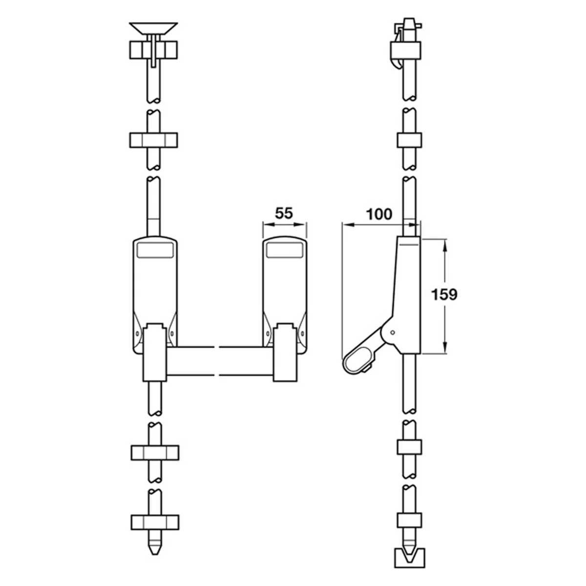 SINGLE PANIC BOLT 55x159x100 SSS - Image 2