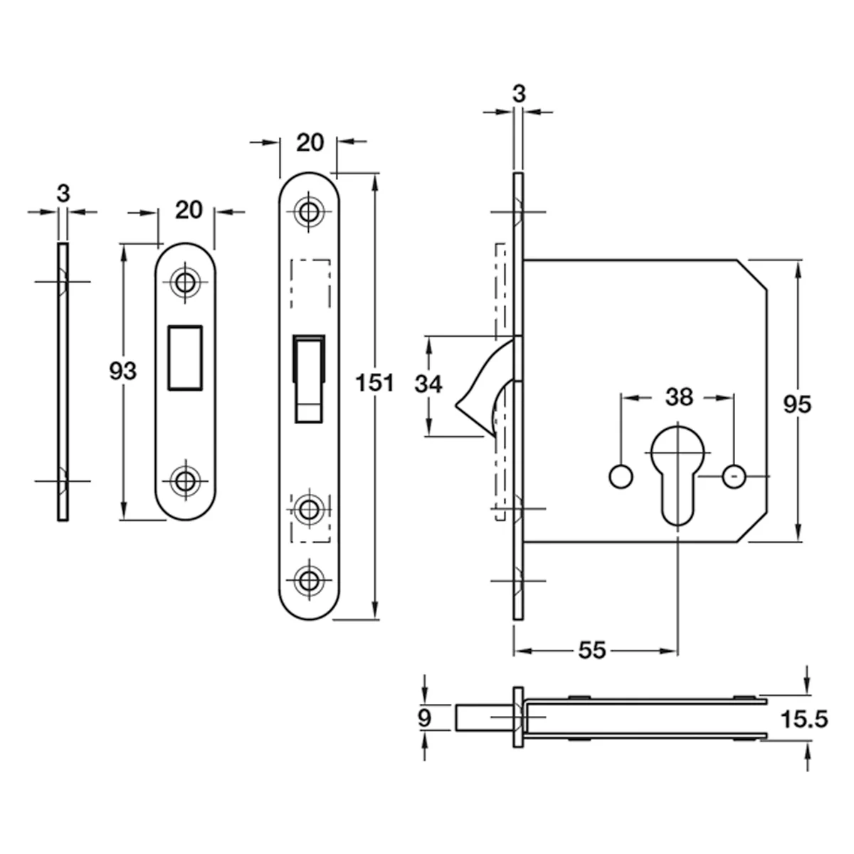 SLIDING DOOR LOCK 85 SSS - Image 2