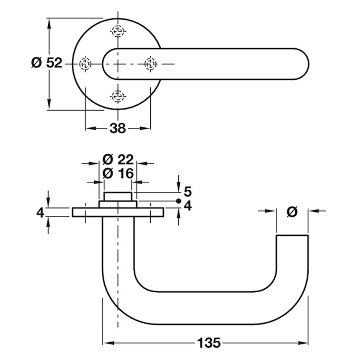 SNOWDON RND LHANDLE D19 D52x135 SSS - Image 2