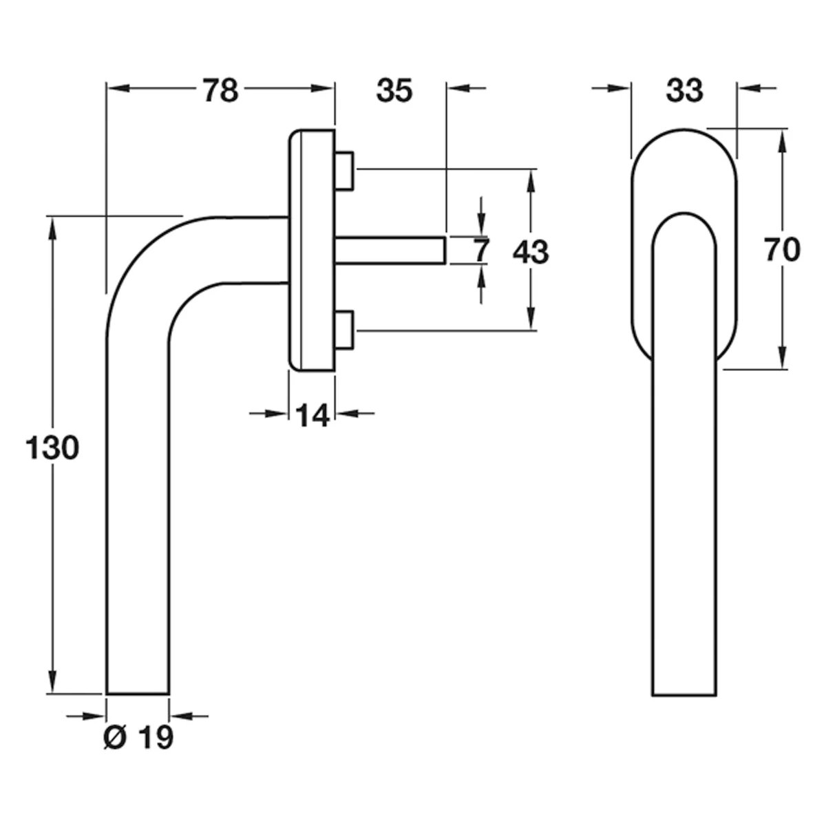 SOFEA-K WINDOW HANDLE 7 SSS - Image 2