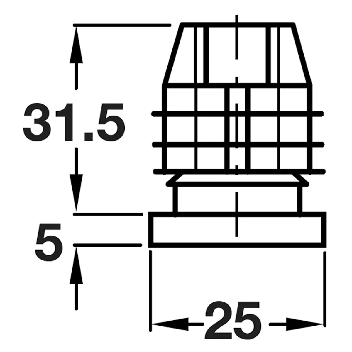 SQUARE PLUG M10 25x25x35 PL/BLACK - Image 2