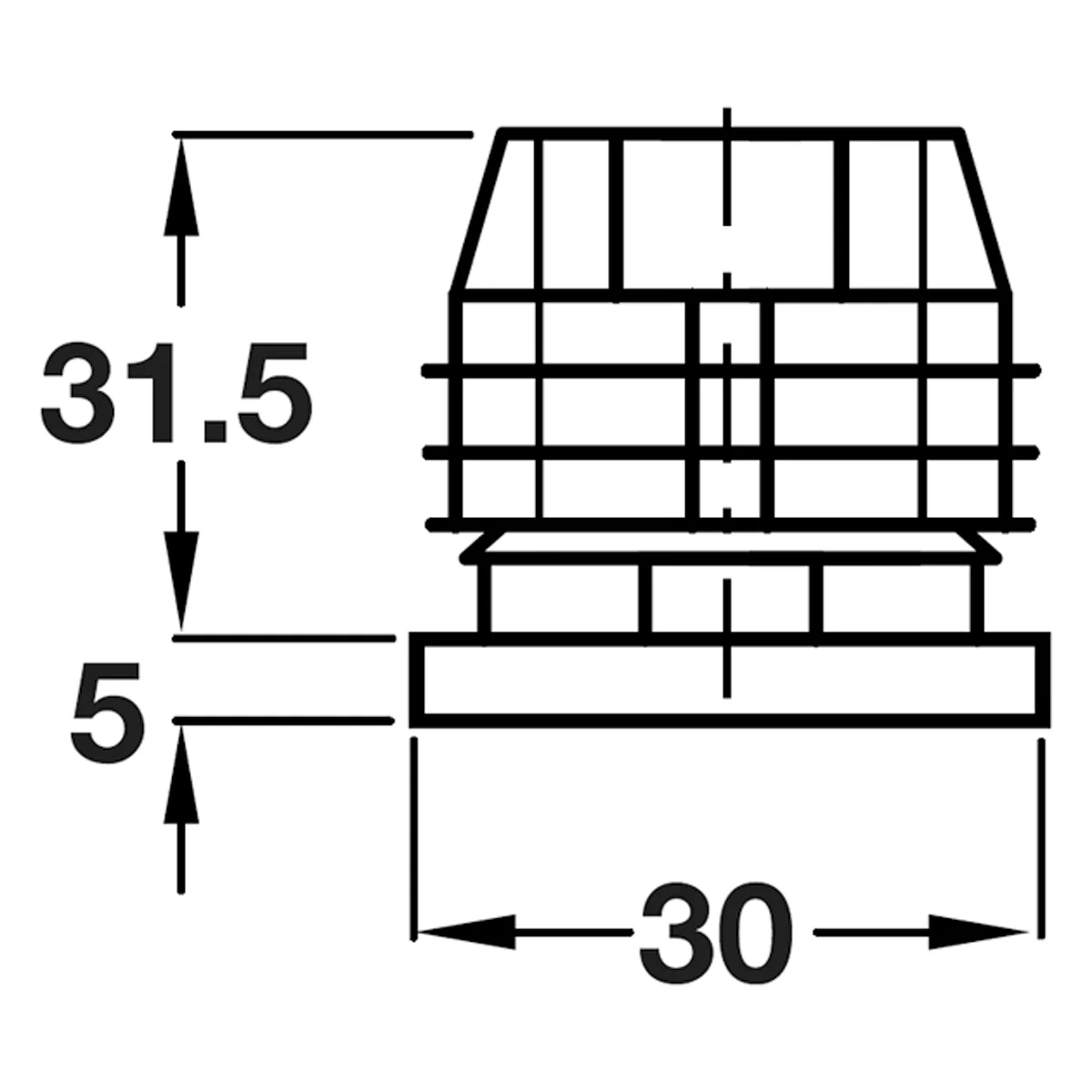 SQUARE PLUG M10 30x30x35 PL/BLACK - Image 2
