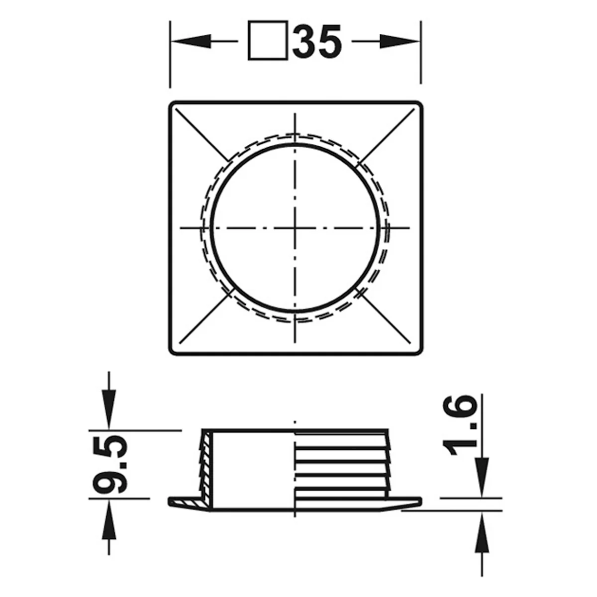SQUARE ROSETTE 19 35x35x11 PL/PCP - Image 2