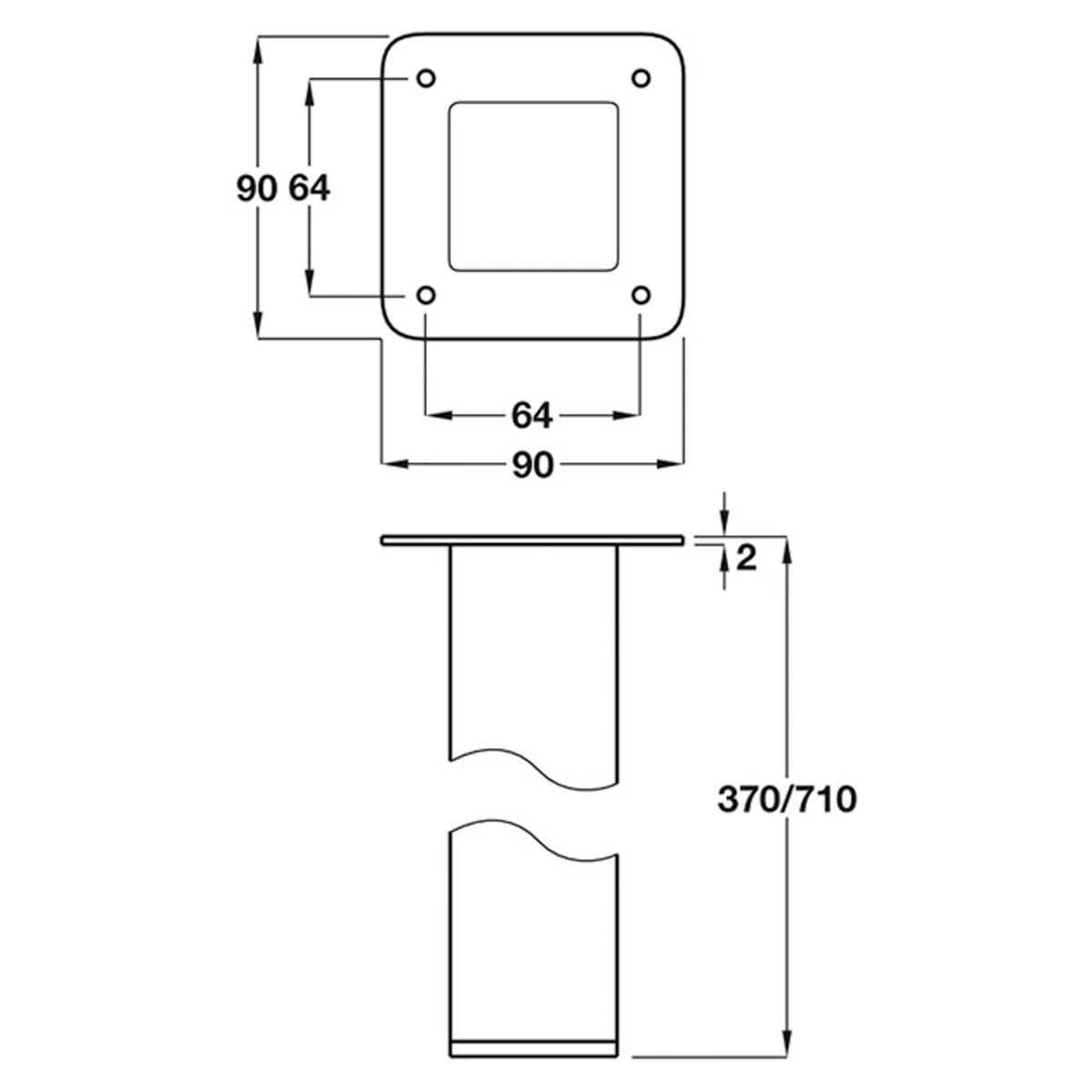 SQUARE TABLE LEG 50x50x710 CP - Image 2