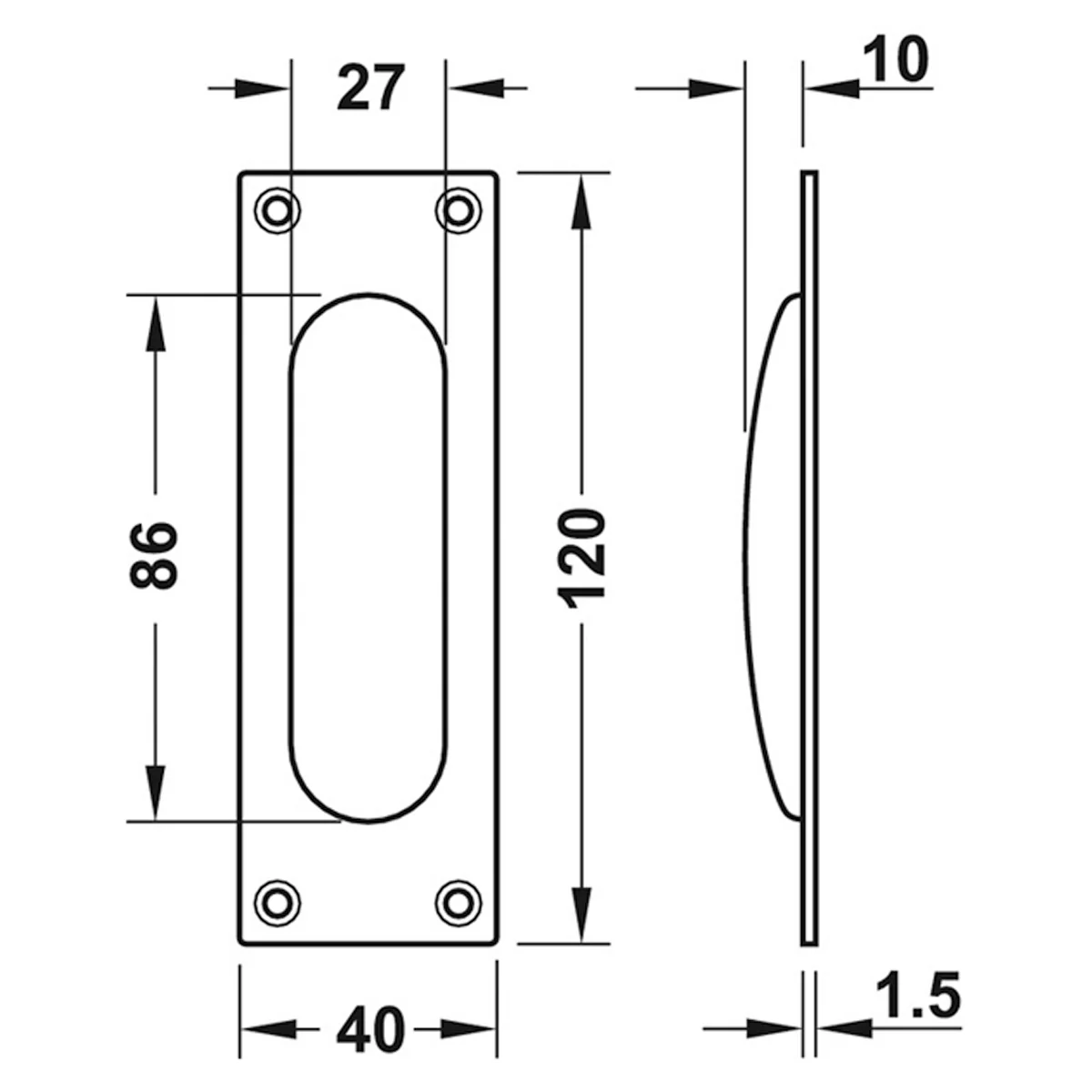 STARTEC FLUSH PULL HND 120x40 SSS - Image 2
