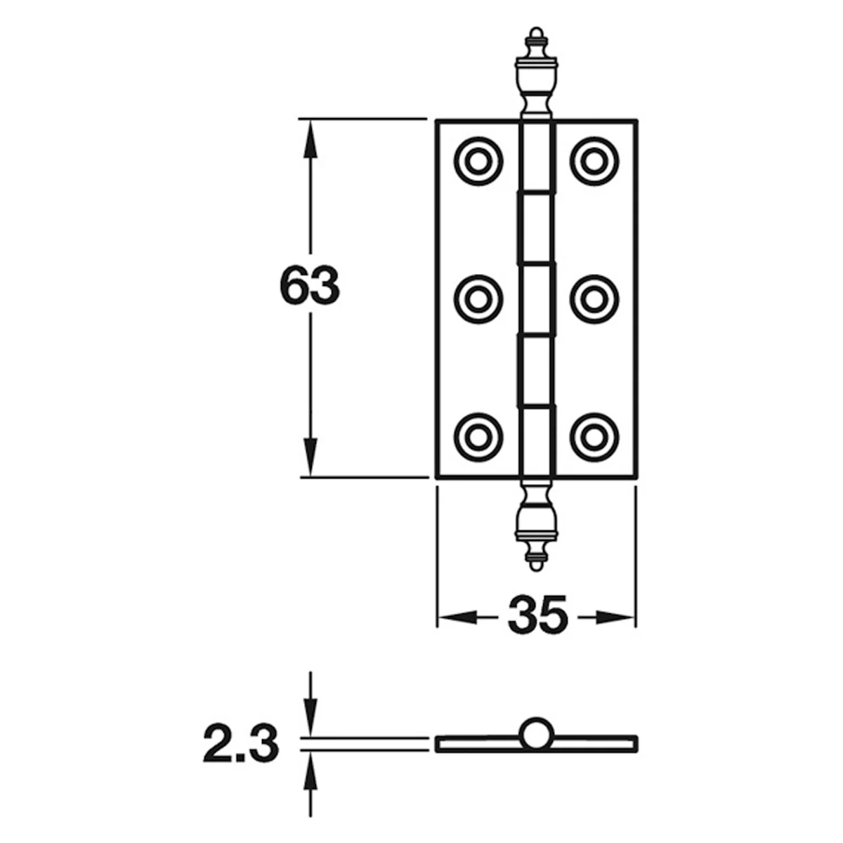 STEEPLE FINIAL BUTT HUNGE 63x35 PCP - Image 2