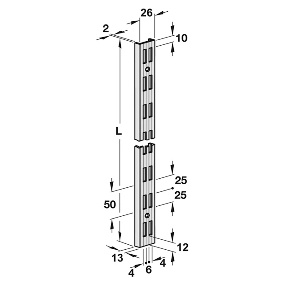 SUPP CHANNEL DBL SLOT 2495 ST/SLV - Image 2