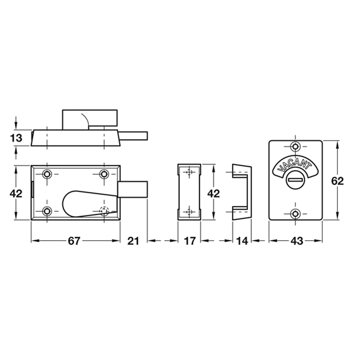 Surface Indicator Bolt 67x42x26mm Polished Stainless Steel - Image 2