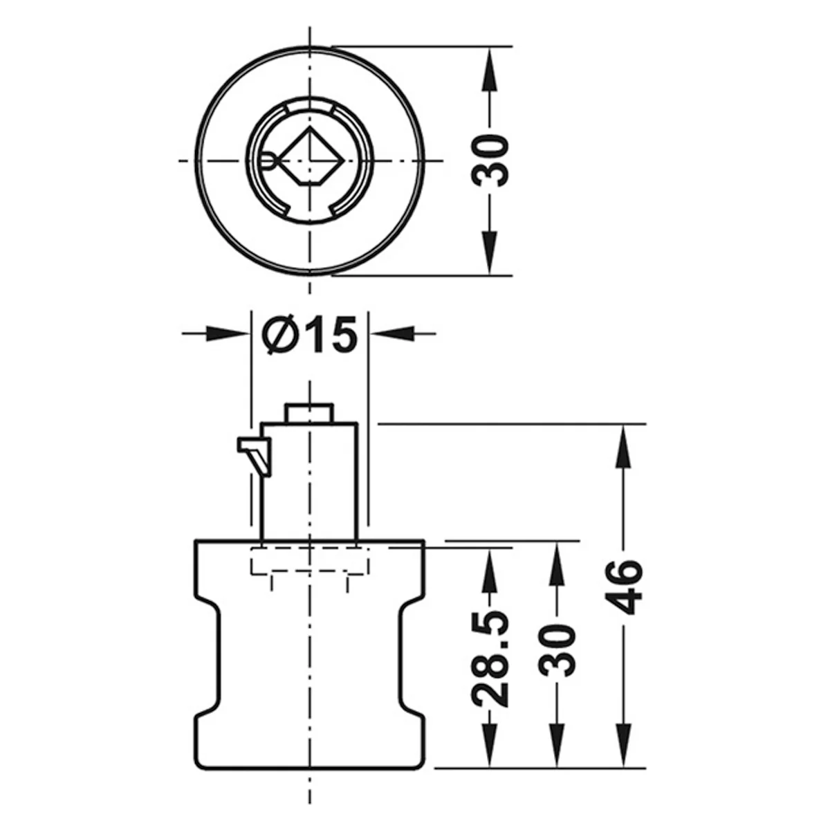 SY3K CYL LOCK HANDLE D30x46 RH MNP - Image 2
