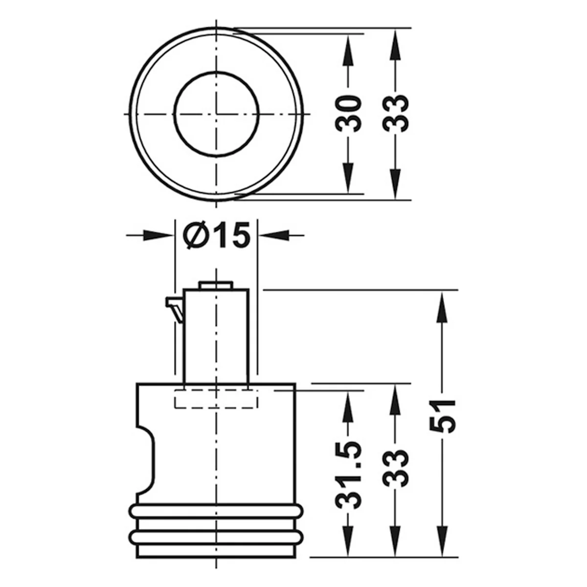 SY3K CYL LOCK HANDLE D30x46 RH+RNG - Image 2