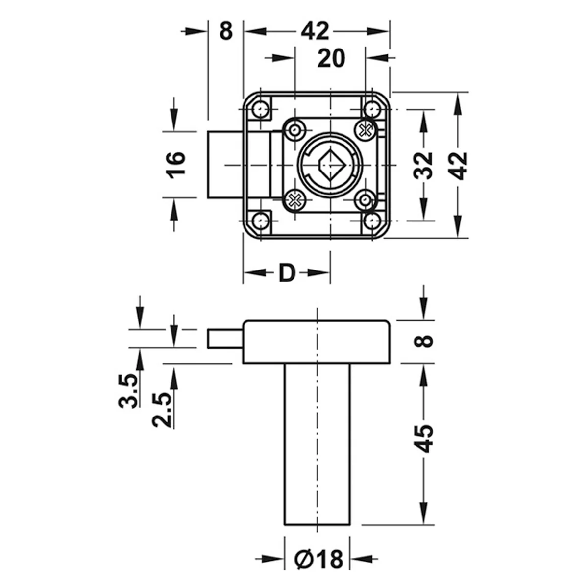 SY3K DEAD BOLT RIM LOCK ZA/NP DRAW - Image 2