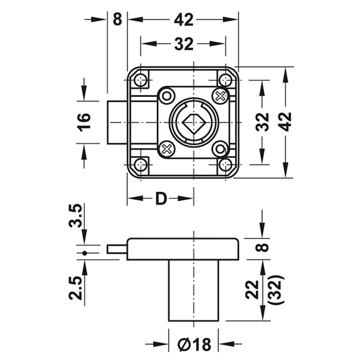 SY3K RIM LOCK SHORT DRAW BS25 22CYL - Image 2