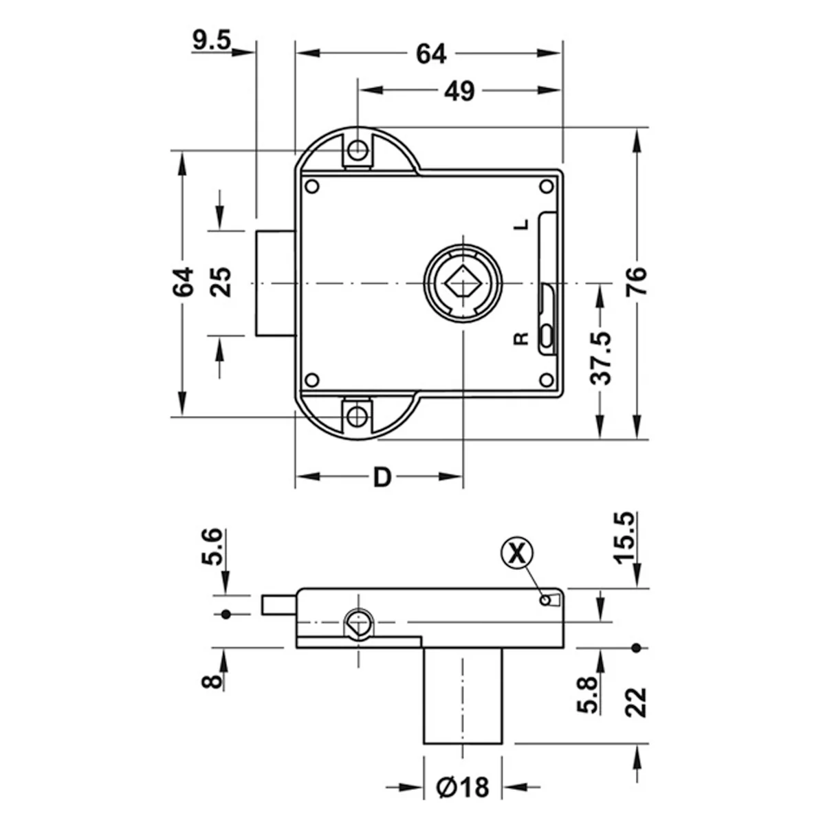 SY3K STANDARD-NOVA LOCK BS40 D8 NP - Image 2