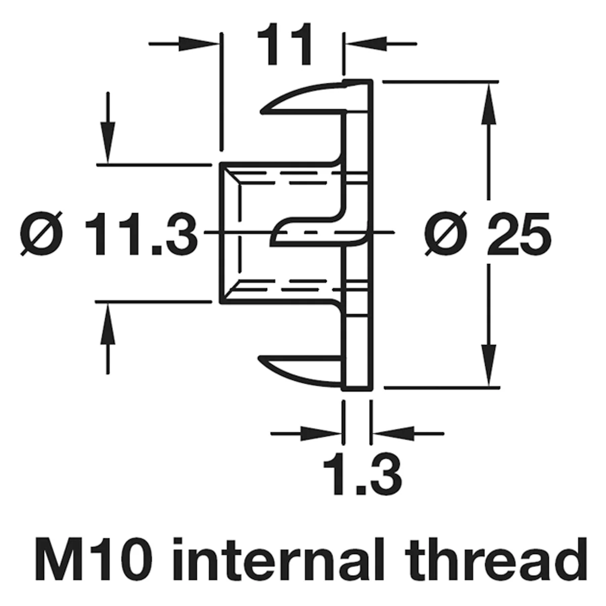 T-NUT M10 D25x11.0 ST/BRI x100 - Image 2