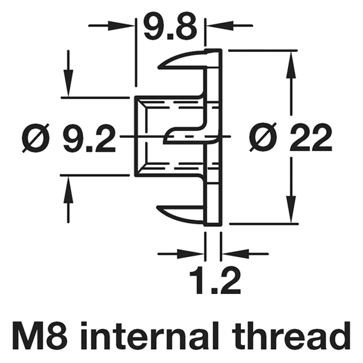T-NUT M08 D22x09.8 ST/GLV x100 - Image 2