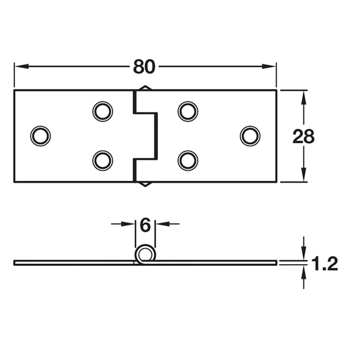 TABLE HINGE 80x28 ST/GLV - Image 2