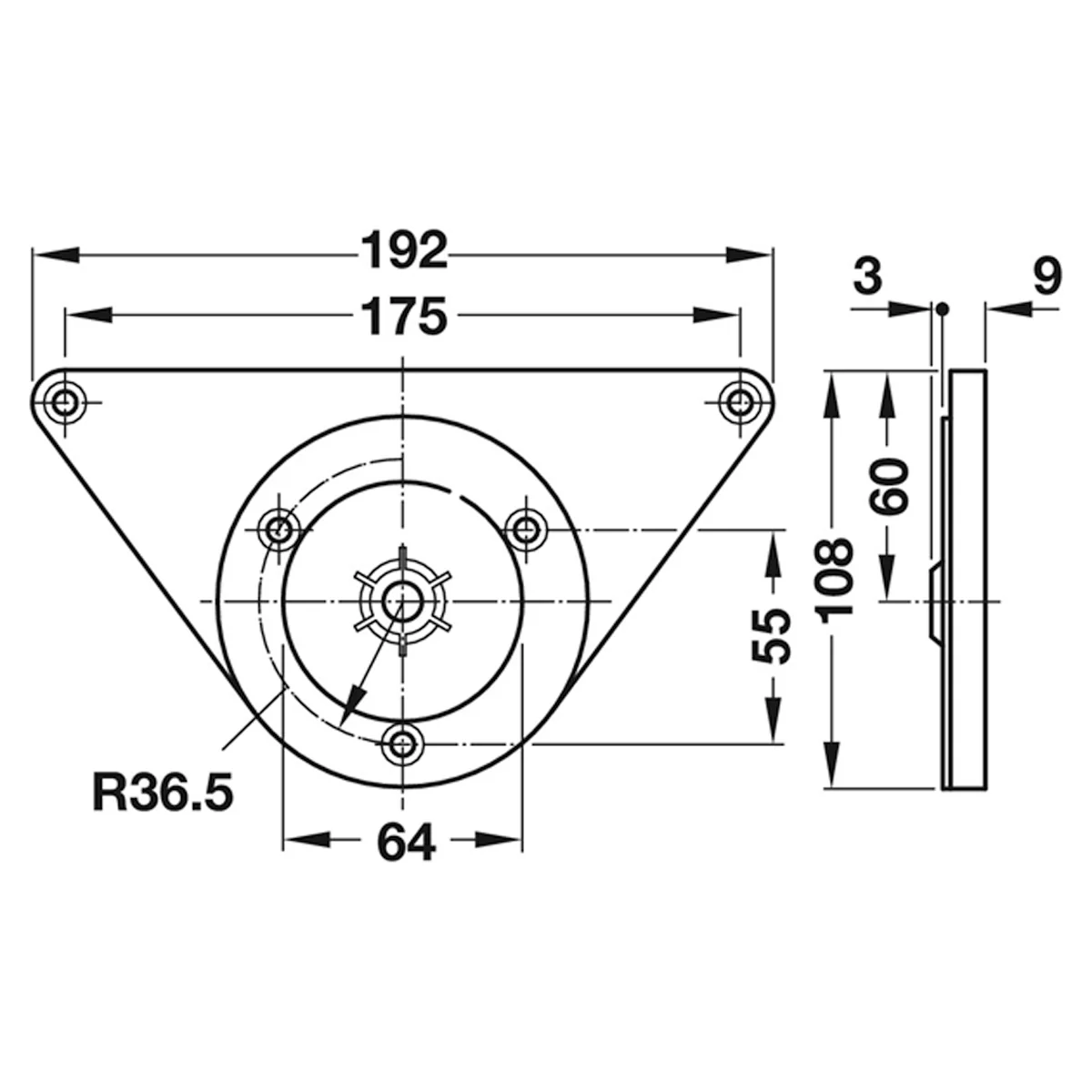 Table Leg Mounting Plate — Zinc Alloy 192×108mm Dark Grey - Image 2