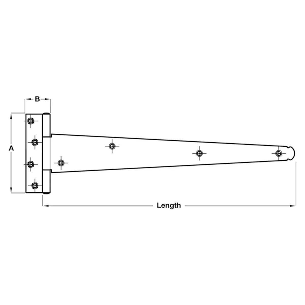TEE HINGE MED PATTERN 124x413 BZP - Image 2