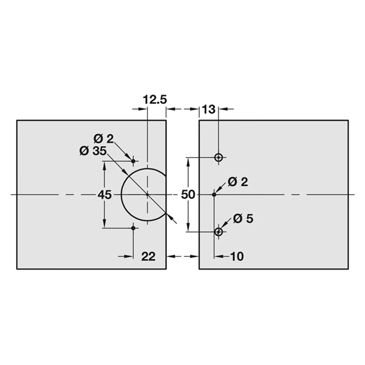 THIN DOOR HINGE SHORT ARM 270deg 15 - Image 2