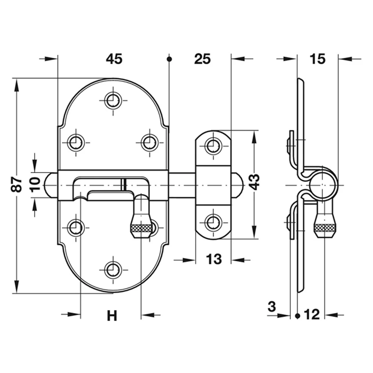 TOWER BOLT+KEEP 45x87x18 ST/PNP - Image 2