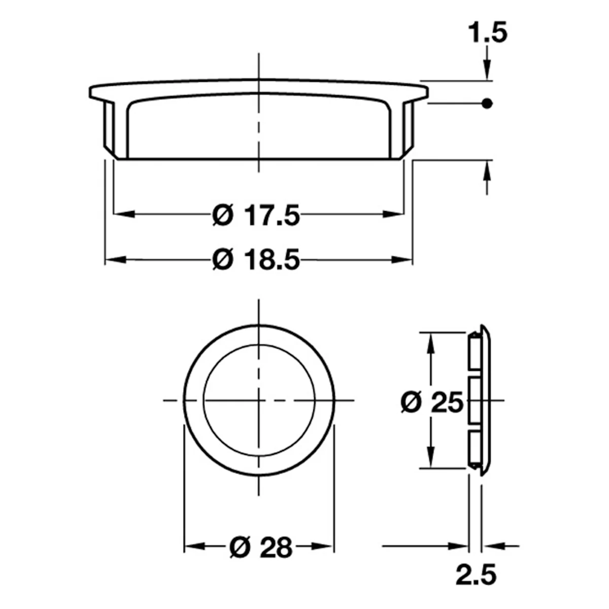 TRASER-6/8 COVER CAP D28x4 NI/WHI - Image 2