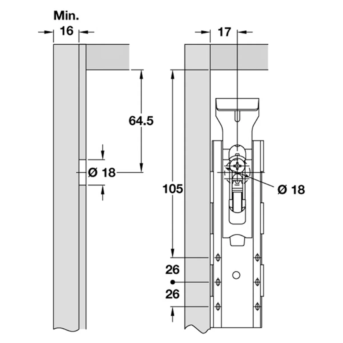 TRASER-6 CABINET HANGER 65KG ST/ZP - Image 2