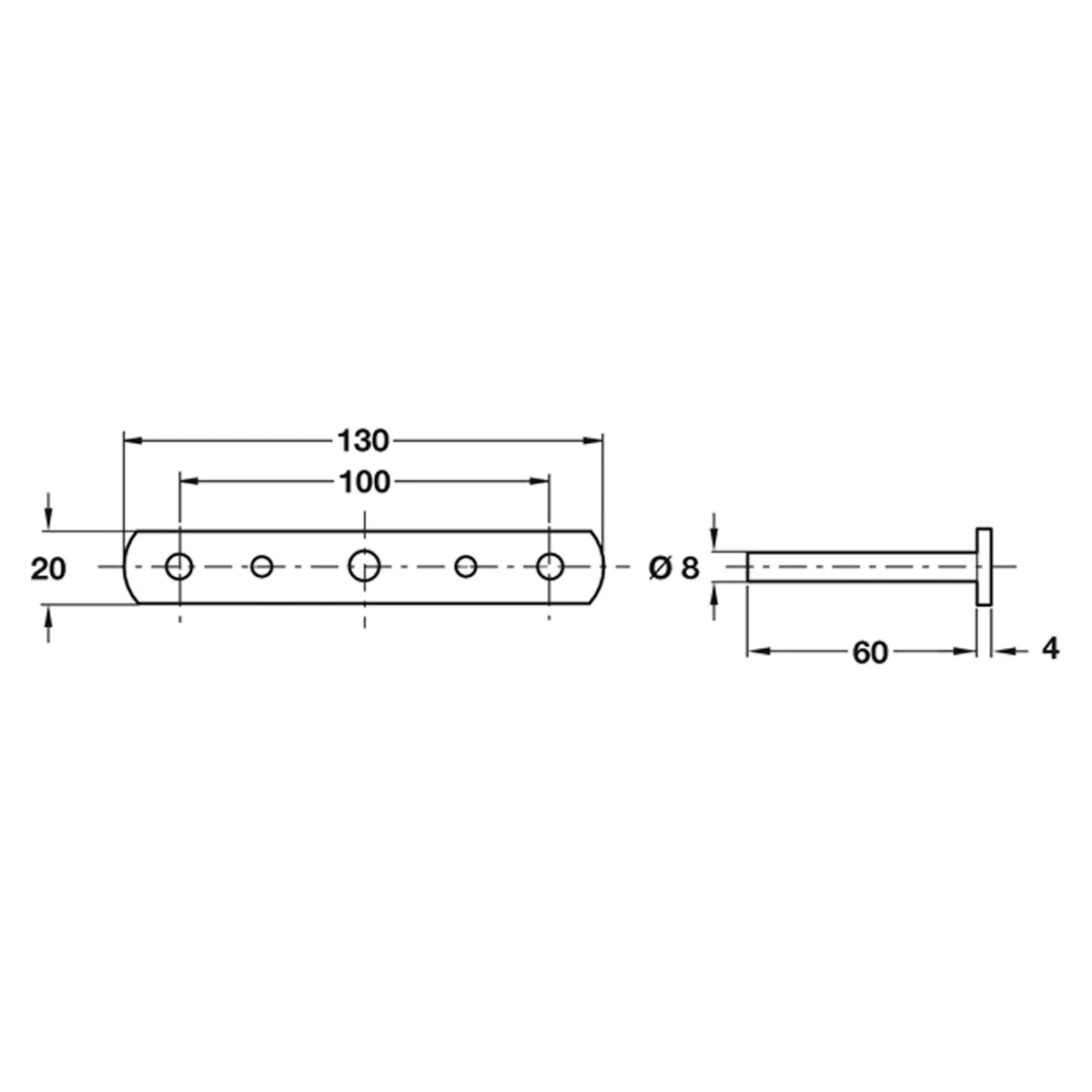 TRIADE SHELF BRACKET 130x20x4 ZA/NP - Image 2