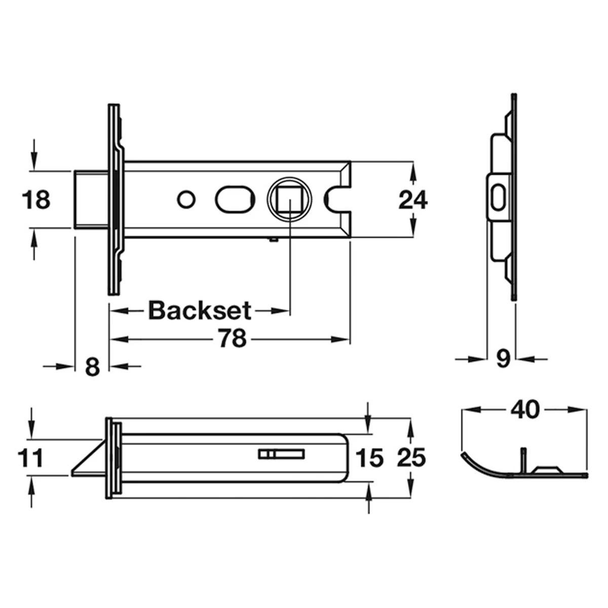 TUBULAR MORTICE LATCH 64/44 ST/BLK - Image 2