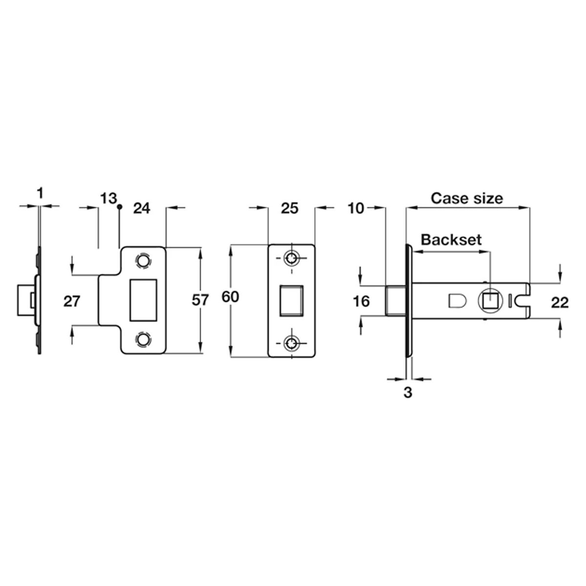 TUBULAR MORTICE LATCH BS45 67 NP - Image 2