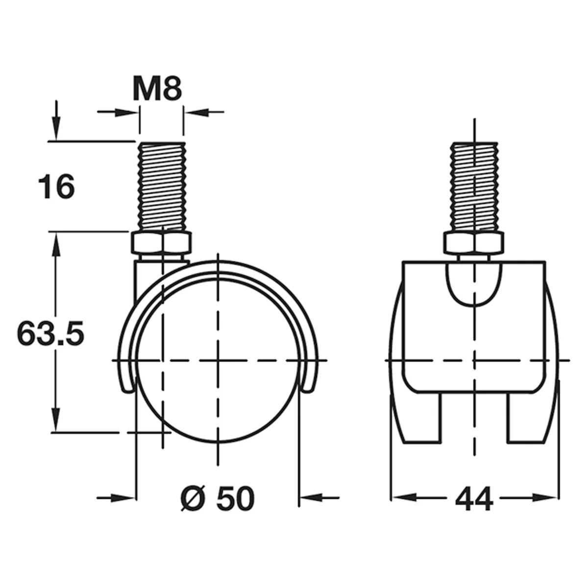TWIN CASTOR BRAKE D50x40 PL/MBLK - Image 2