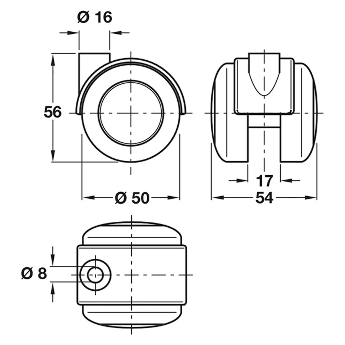 TWIN CASTOR WI BRAKE D50x54 PL/GREY - Image 2
