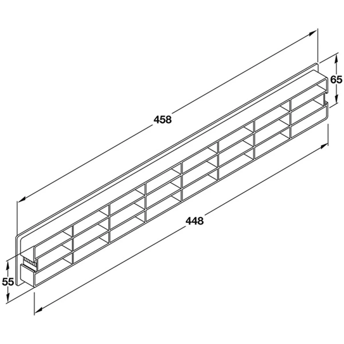 Ventilation Grille 458x65mm Polished Chrome Plastic - Image 2