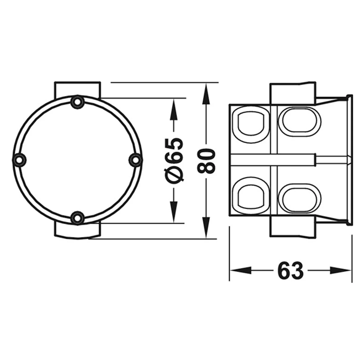 WALL BOX FLUSH MOUNTING D65x63 BLK - Image 2