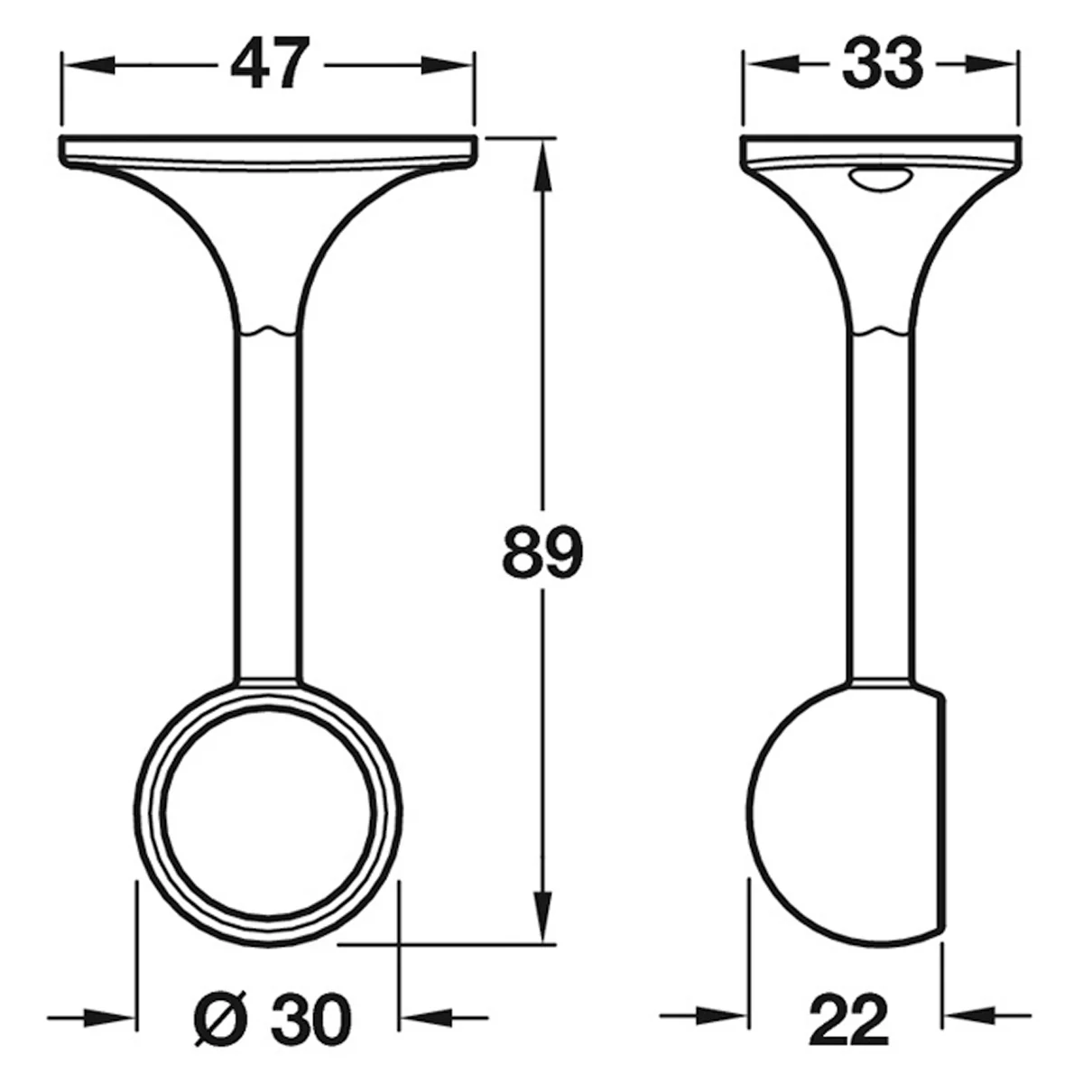 WARDROBE RAIL DLX END BKT D25 WHI - Image 2