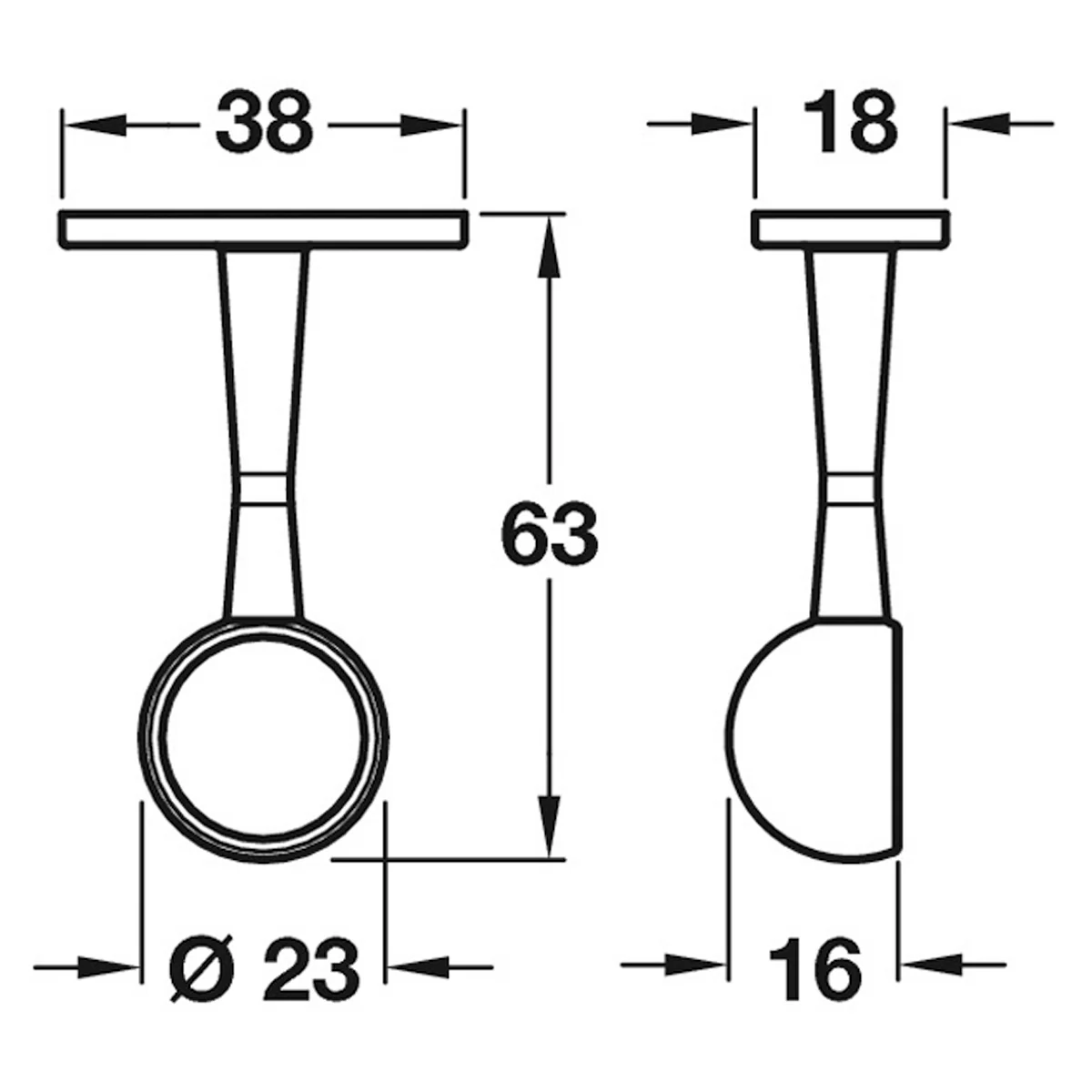 WARDROBE RAIL END BRACKET D19 WHI - Image 2