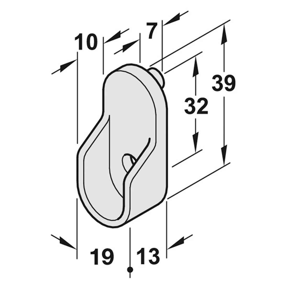 WARDROBE RAIL END+DOWEL 39x19 NP - Image 2