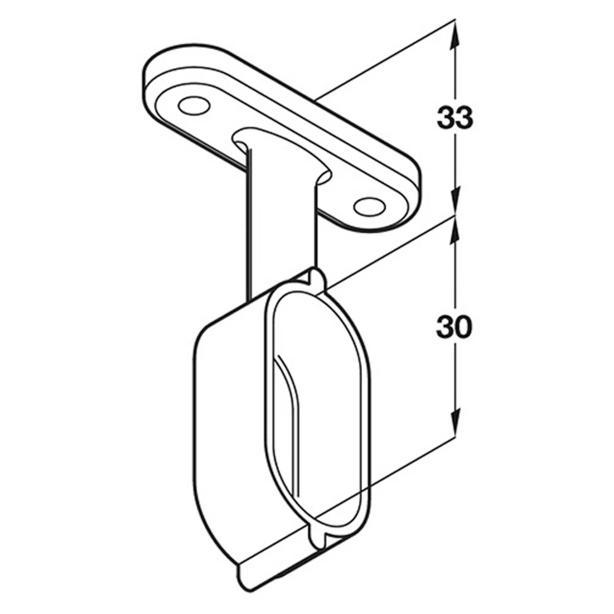 WARDROBE RAIL END SUP OVAL 63 NP - Image 2