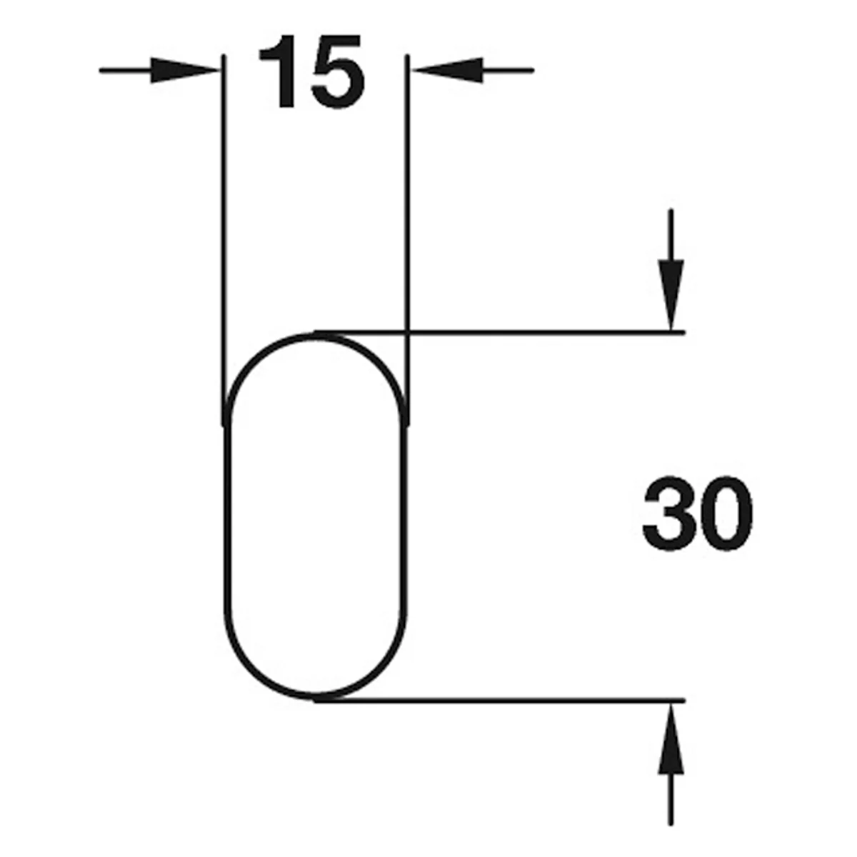 WARDROBE RAIL OVL 30x15x3000 ST/PCP - Image 2