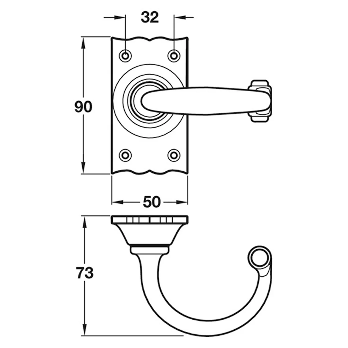 WESSEX LEVER HANDLE LATCH CI/ABK - Image 2
